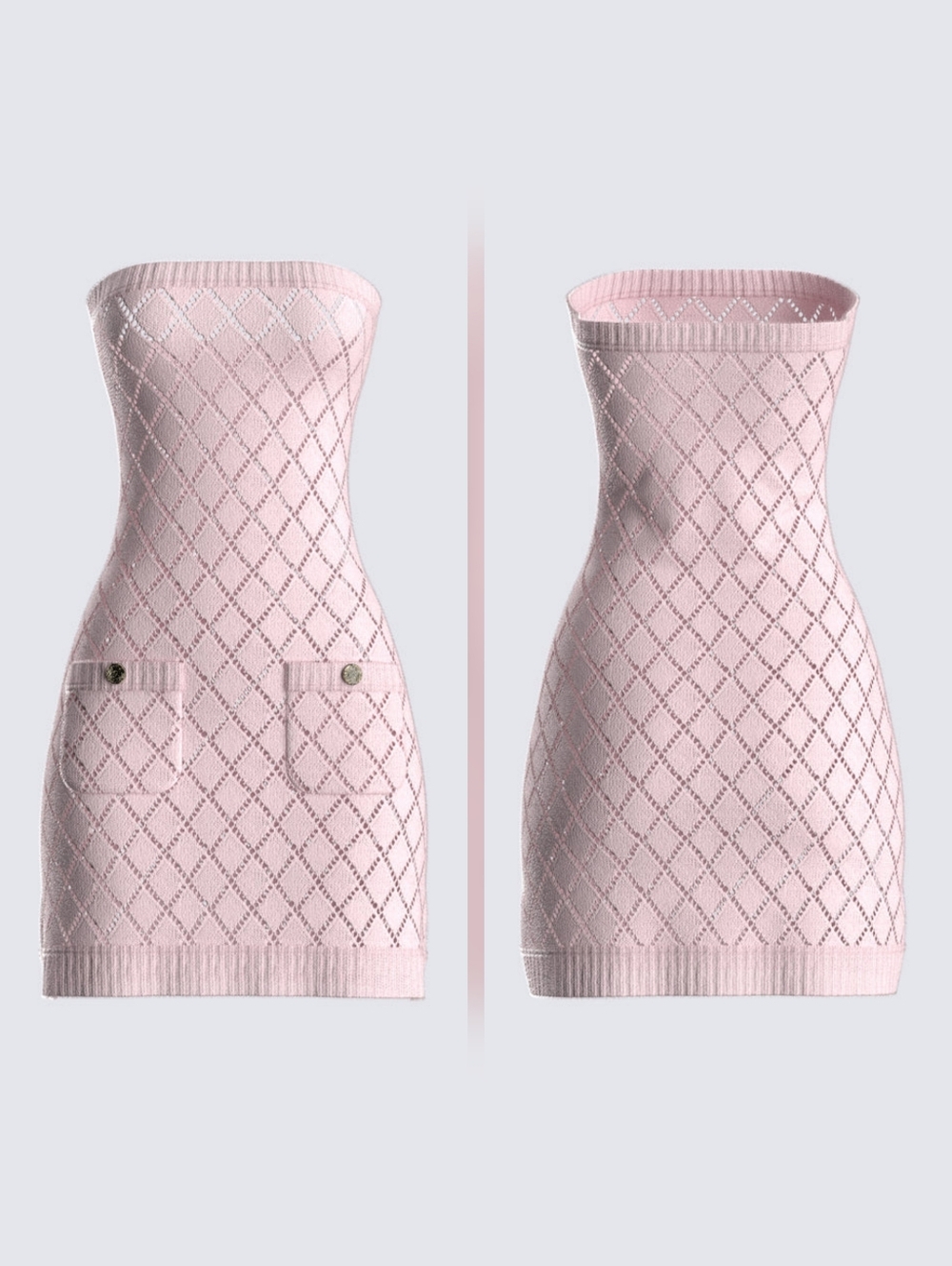 NIB- Finesse Celine Pink Pattern Knit Mini Dress Sz XS/S